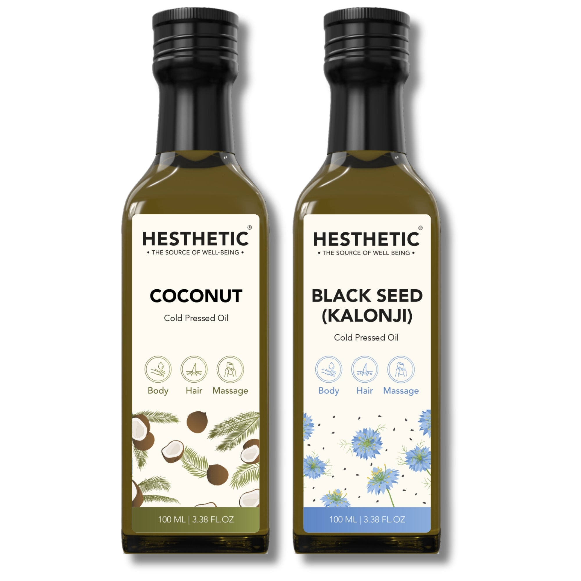 HESTHETIC Hair Care Combo - Coconut Oil & Black Cumin Seed (Kalonji) Oil