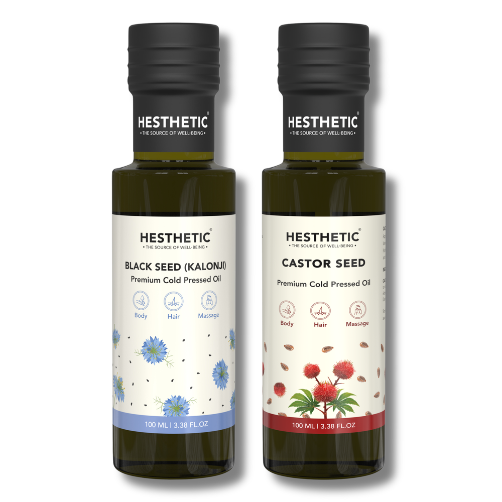 HESTHETIC Hair Care Combo - Black Cumin Seed (Kalonji) Oil & Castor Oil