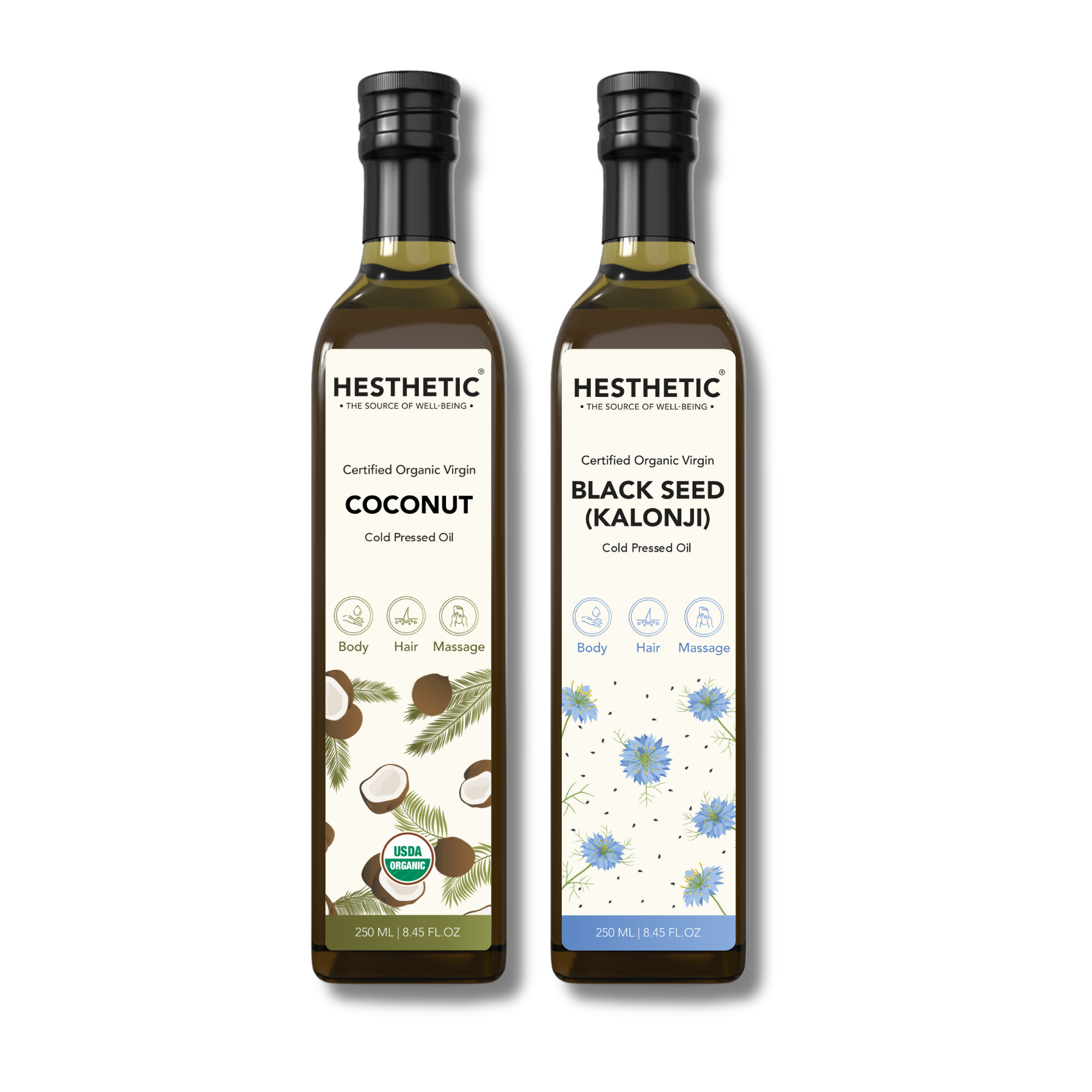 HESTHETIC Hair Care Combo - Coconut Oil & Black Cumin Seed (Kalonji) Oil